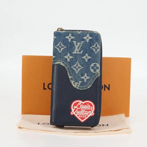 LOUIS VUITTON NIGO LV Squared Zippy Wallet Long Wallet Navy M81107 Auth 126433M - Picture 2 of 16